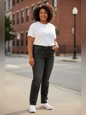 Torrid Bombshell Straight Leg Jeans in Faded Black Wash